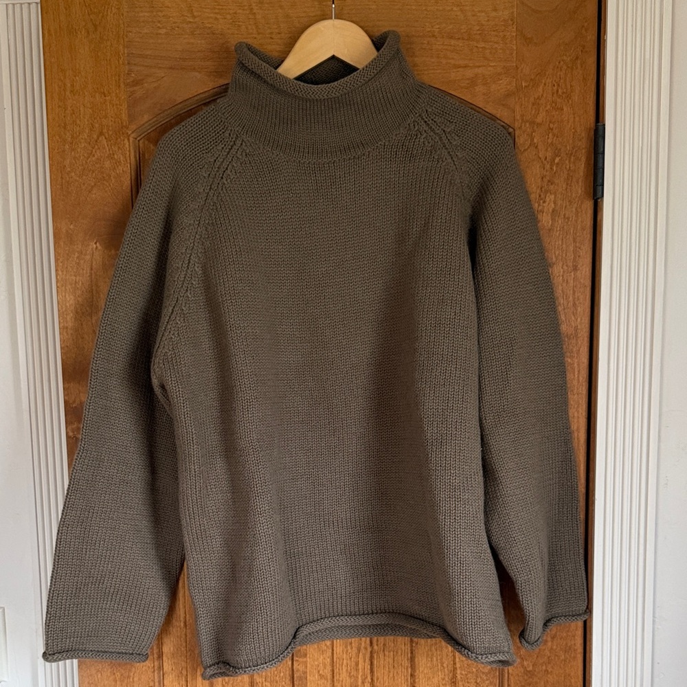 J. Crew Taupe/Loden/Green 100% Wool Sweater